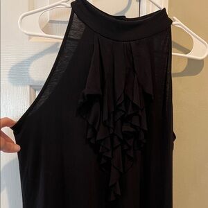 Black Sleeveless Dress with Ruffle Detail